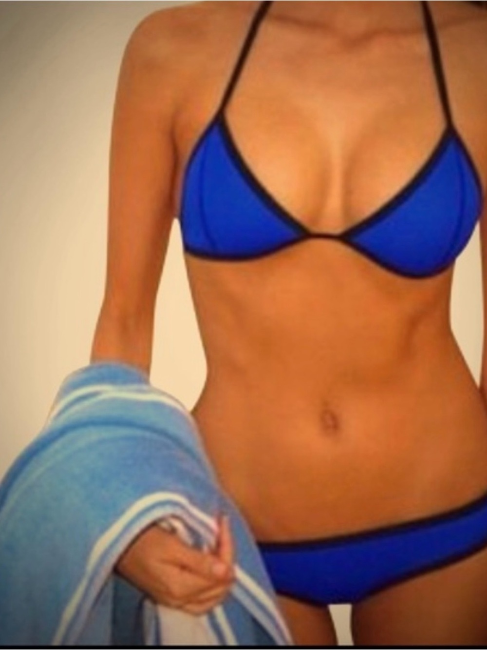 triangl swimwear Cobalt Blue Triangle Bikini with Black Trim